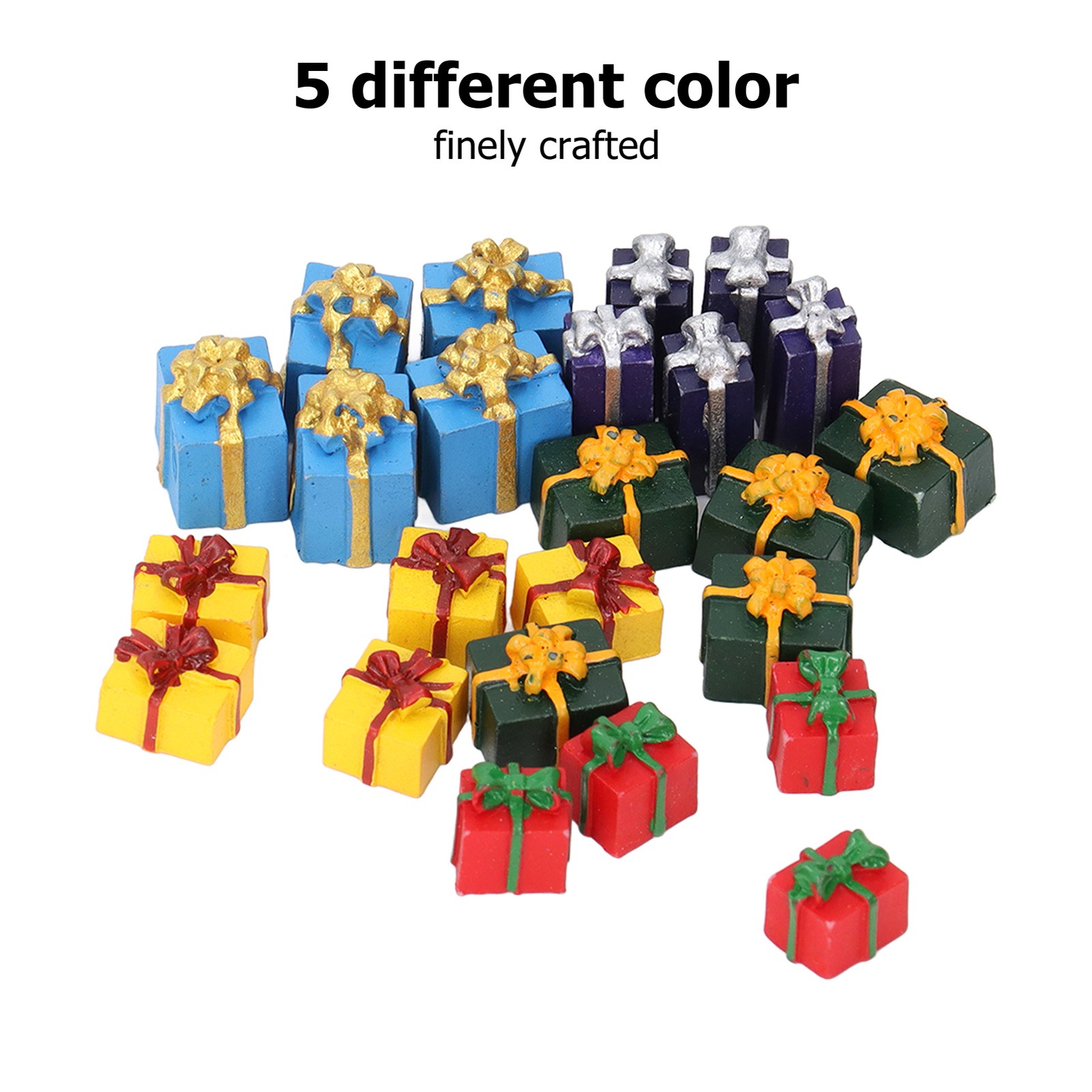 25Pcs Miniature Christmas Present Boxes Resin Ornaments For 1:12 Dollhouse Decor