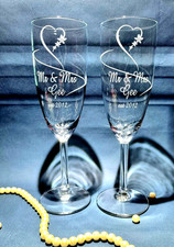Personalised Champagne Glasses Set of 2 Personalised Wedding Gift MR and MRS