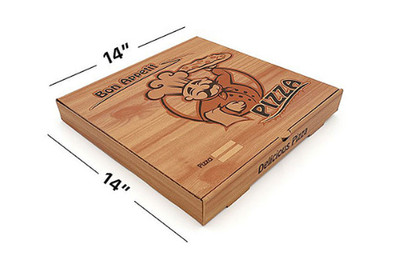 14'' Braun Premium Qualität PIZZABOX Zum Mitnehmen Fast Food Bedruckt 90er Pack