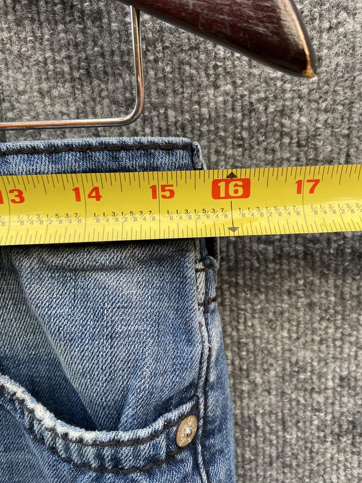 True Religion Denim Shorts Youth 14 Blue Section Straight Raw Hem Distressed - Image 4 of 4