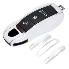 3-Piece Painted Key Cover Key Fob Shell Compatible with Porsche Key White