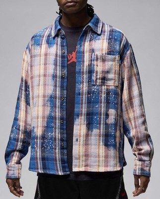 Nike Air Jordan 5 x Awake NY Flannel Shirt Men s XL FQ5453-498 Bleach Paint