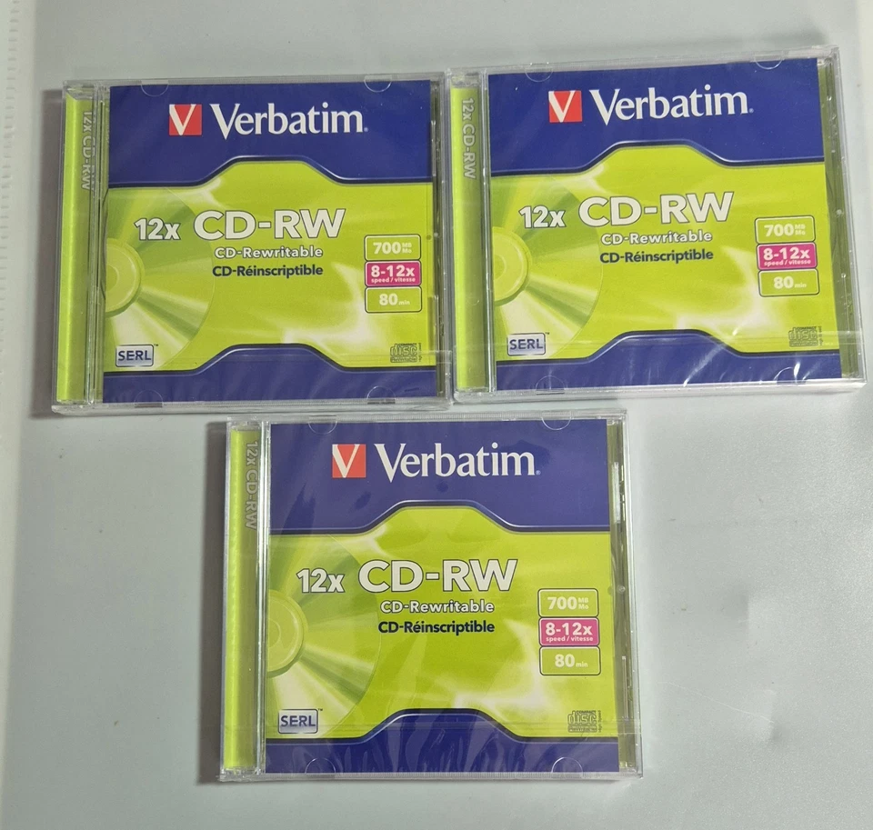 6 Verbatim CD-RW 12x 700MB 800 Min Blank Disc Rewritable Brand New Sealed - Image 4 of 4