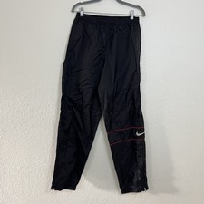 VTG 90s NIKE White Tag Black Logo Wind Nylon Track Pants Men  s Large 28 x 31.5