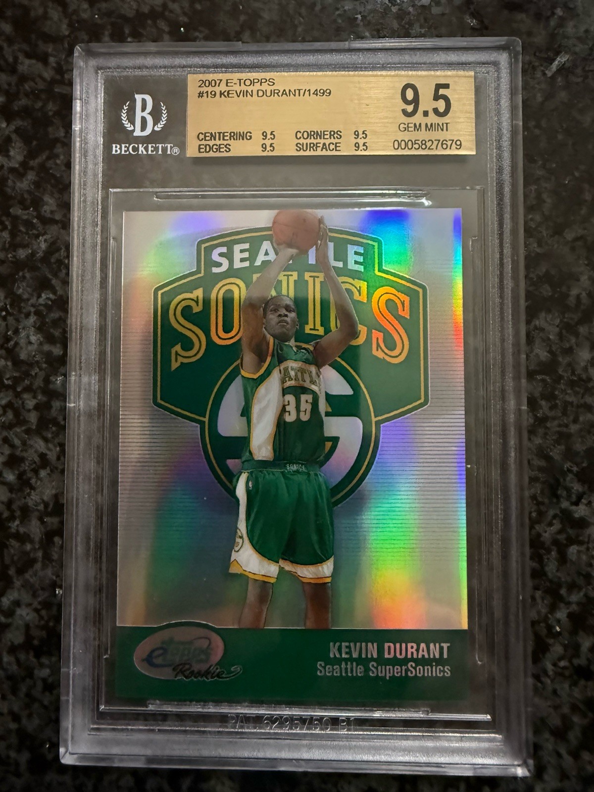2007-08 eTopps #19 Kevin Durant RC Rookie #/1499 BGS 9.5 True Gem