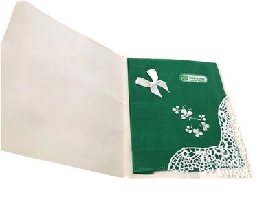Vintage Irish Linen Hankie Embroidered Lace Green St Patrick Gift Ireland Card