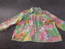 Alfred Dunner Jacket 20W Plus green floral womens open coastal casual designer