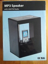 New MP3 Speaker AM/FM Radio for Most iPod MP3 Player Blue Accent Light Black