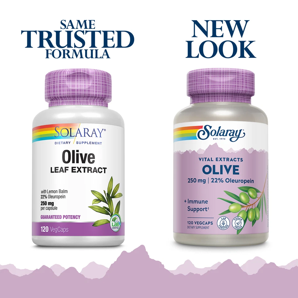 Suplemento de extracto de hoja de olivo Solaray 22%, 250 mg | 120 unidades Foto 2 de 2