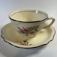Vintage Tea Cup & Saucer Floral Pattern 2 Chips Underside Saucer