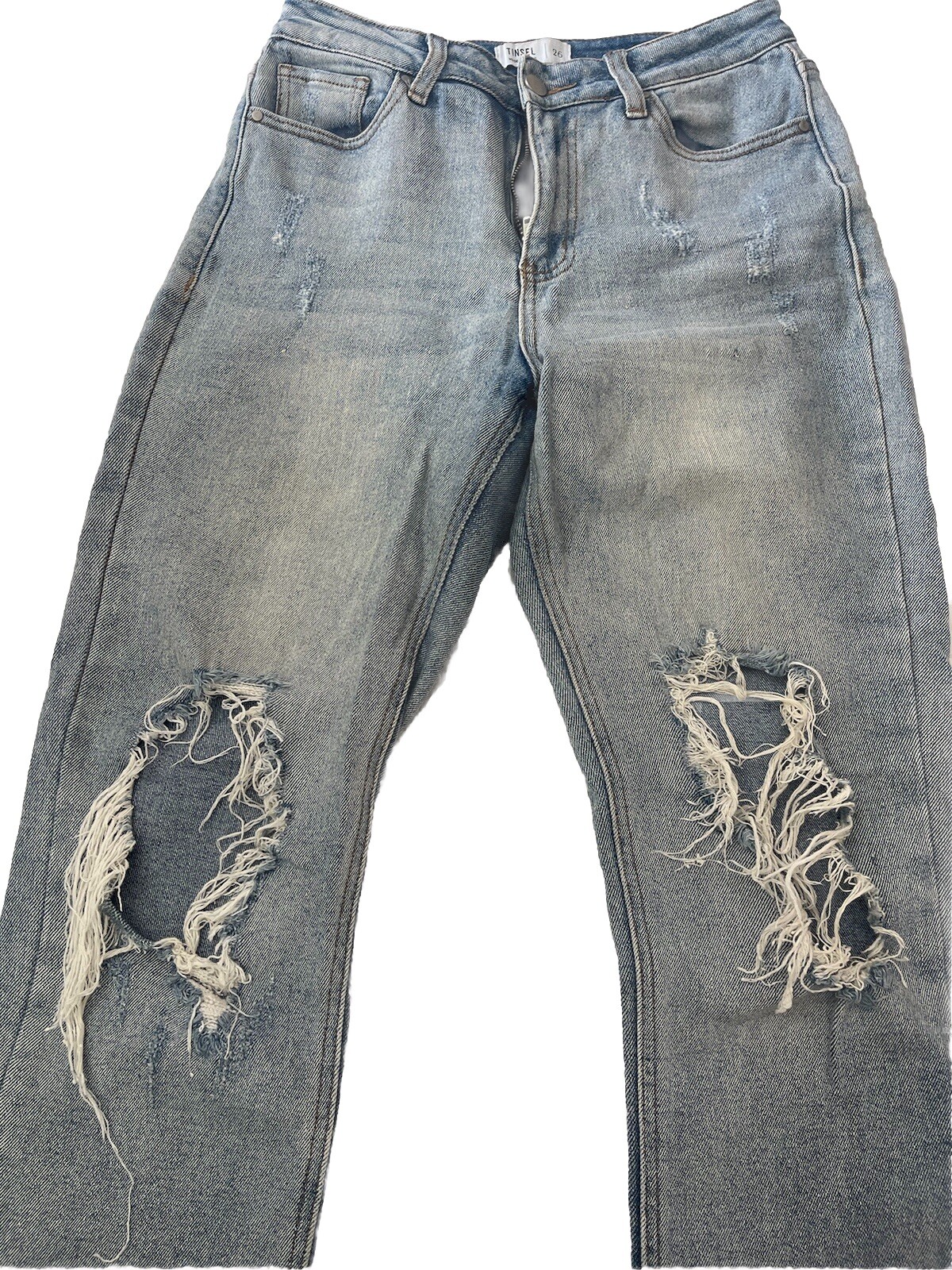 Tinsel Womens Jeans Size 26 Skinny Stretch Distressed High Rise Light Blue Zip