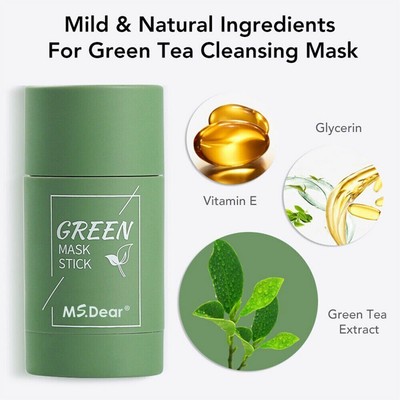 4Pcs Green Tea Purifying Clay Stick Mask for Deep Clean Pore Blackhead Remover