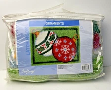Latch Hook Kit Christmas Ornaments Craftways Rug, Wall Hanging -m