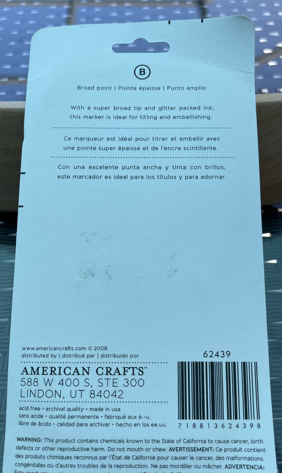 American Crafts GLITTER MARKERS Set of 5 Broad Point 62439 Brand NEW!