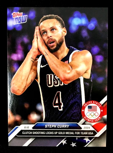 Stephen Curry 2024 Topps Now Olympic Clutch Shooting Locks Up Gold Medal USA #27