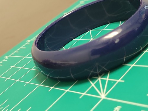 Vintage Royal Blue Lucite Chunky Plastic Bangle Bracelet VTG MOD 80's 3/4 Inch - Picture 8 of 9