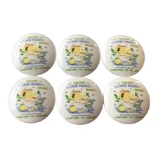 Set of 6 Lemon Market Blue Wood Cabinet Knobs