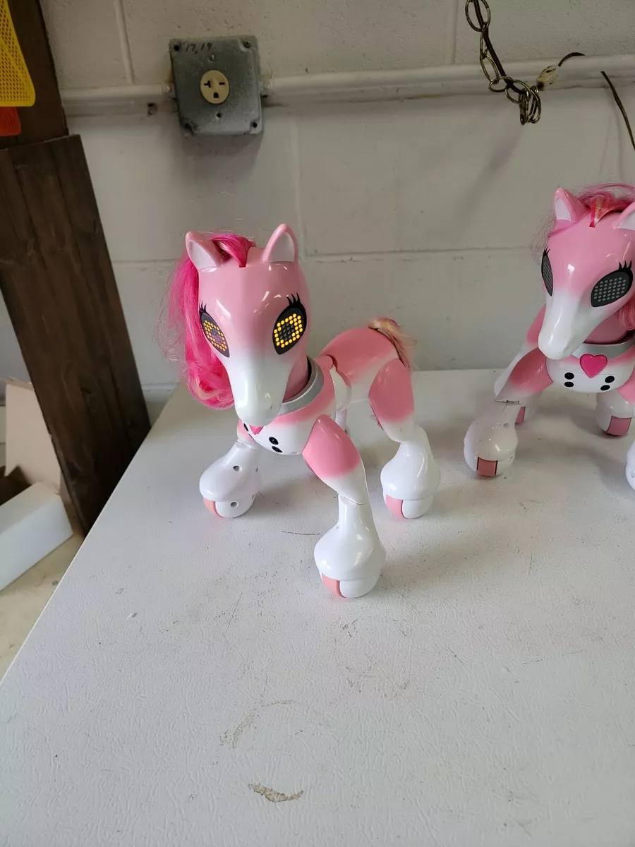 Lot of 2 ZOOMER Show Pony Pink Interactive Horse Spin Master Tested Works