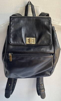 90s small leather backpack DKNY Vintage 90s Black Leather Backpack NWT