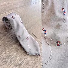 Vintage Disney Mickey Mouse grey silver golf tie The tie works