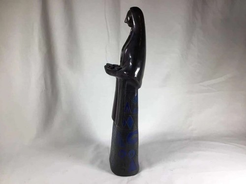 Vintage Black & Blue Clay Sculpture Women for Gift - Picture 6 of 8