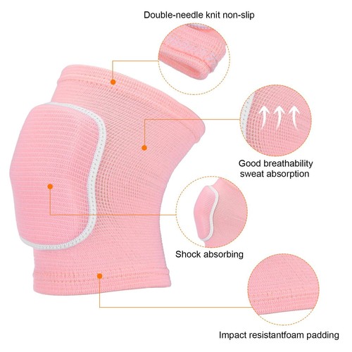 3 Pairs M Size Volleyball Knee Pads Breathable Sponge Brace Pink - Picture 3 of 6