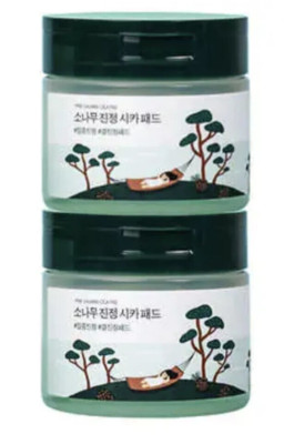 Round Lab Pine Calming Cica Pad Toner Double Set Pure Cotton pads soaked in calm