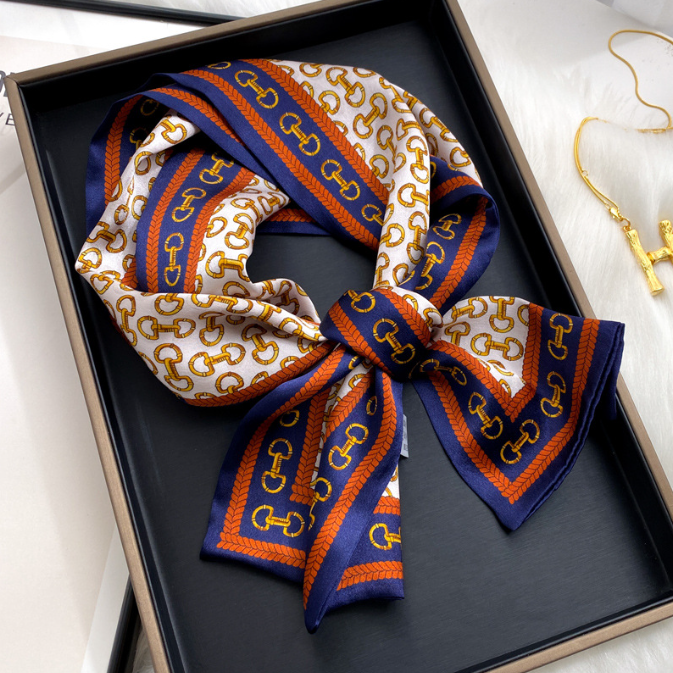 100% Mulberry Silk Scarf 150x15cm Double-Sided Printed Womens Long Scarf CHA16