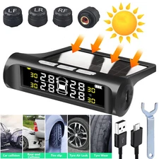 Universal TPMS Wireless Solar Tire Pressure Monitoring System 4 External Sensors