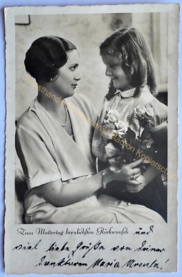 Postcard Mother's Day 1937 Mother Child Girl Daughter Motif 