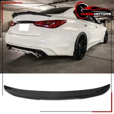 Fits 14-24 Infiniti Q50 PSM Style Rear Trunk Spoiler Deck Lip - Gloss Black ABS
