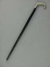 Vintage Silver Brass Head Antique Handle Handmade Walking Stick Wooden Cane