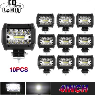 2 10X 4 Zoll LED Arbeitsscheinwerfer Spot Flood Rückfahrlicht 12V für SUV LKW