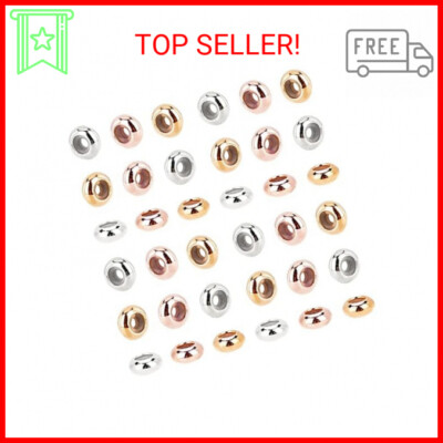 PH PandaHall 60pcs Brass Silicone Slider Beads, 3 Color 7mm Stopper Beads Slider