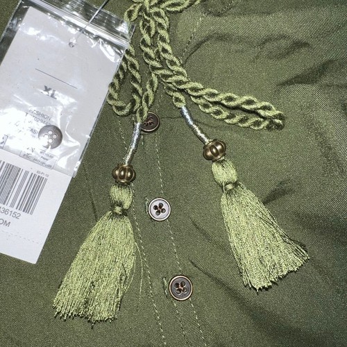 True Craft, women XL, scroll embroidered, baby doll tassel pleated tunic NEW - Picture 6 of 9