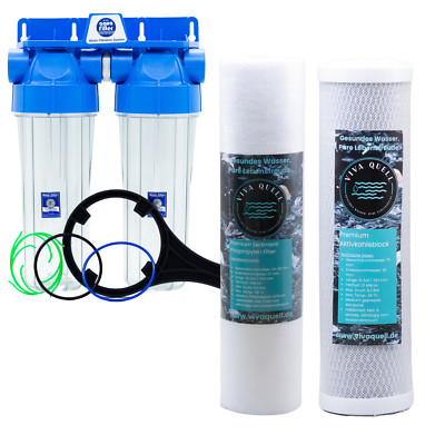 Wasser Filter Gehäuse DUO 10 Zoll 3/4'' Haus Trink Camping Küche Pool -Aktivkohle