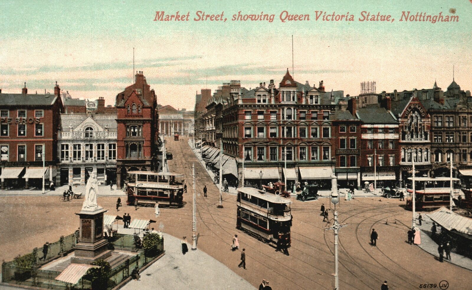 Vintage Postcard 1910s Market Street Queen Victoria Statue Nottingham England UK eBay