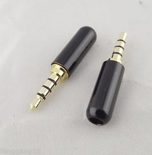 10 3.5mm 1/8" 4 Pole Male TRRS Repair Headphone Plug Metal Audio Soldering Black