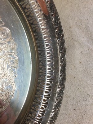 Vintage Wm. Rogers & Son Spring Flower 2070 Silverplate Round Tray