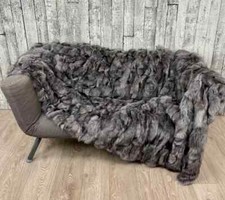 Luxury fox fur blanket throw. Real fur blanket