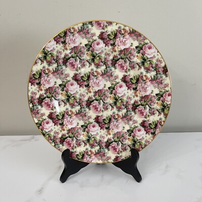 NEW Royale Garden Staffordshire 10  Plate China Pink Rose Chintz Collection