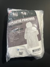 20-Pack Emergency Disposable Rain Ponchos for Adults 100 Waterproof