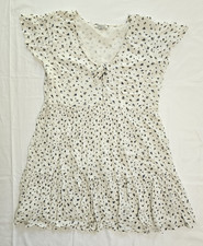 American Eagle Womens L White Blue Floral Tiered Babydoll Mini Dress