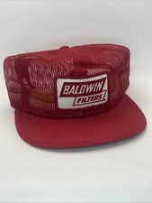 Vintage Baldwin Filters Mesh Trucker Hat 80s Red Made in USA