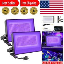 2 Pack 100W LED Black Light Flood Lights - Waterproof Neon Glow for Parties