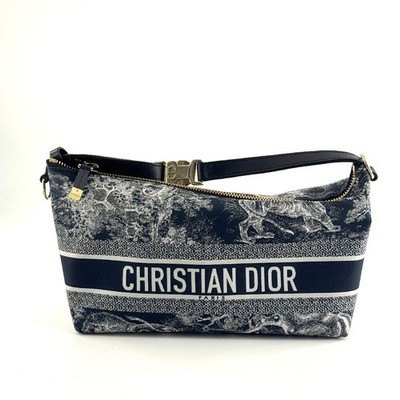 Dior Travel Nomad Floral Zip Clutch Medium Blue Women #GBNM