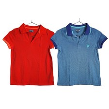 Vilebrequin Boys Pique Polo Shirts Lot of 2 Size 12 Blue Orange Organic Cotton