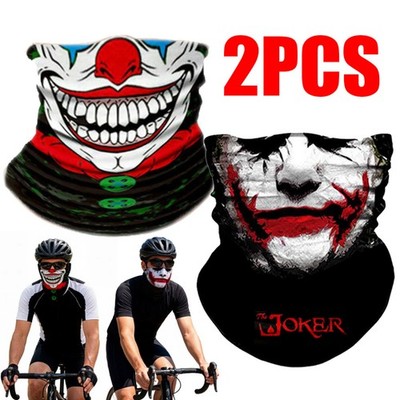2PCS Neck Gaiter Bandana Face Mask Skull UV Sun Protection Cooling Gator Shield