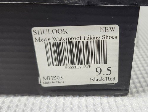 SHULOOK Men's Waterproof Hiking Shoes AntiSlip Outdoor Ankle Boot Black/Red 9.5 - Picture 6 of 9