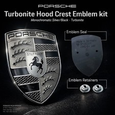 Genuine Porsche 992 Macan Panamera Taycan Turbo Turbonite Hood Crest Emblem Genuine Porsche 992 Macan Panamera Taycan Turbo Turbonite Hood Crest Emblem